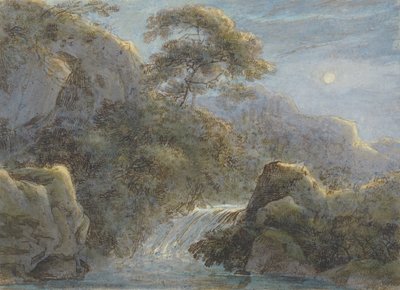 Wasserfall in den Bergen bei Mondlicht von Franz Innocenz Kobell